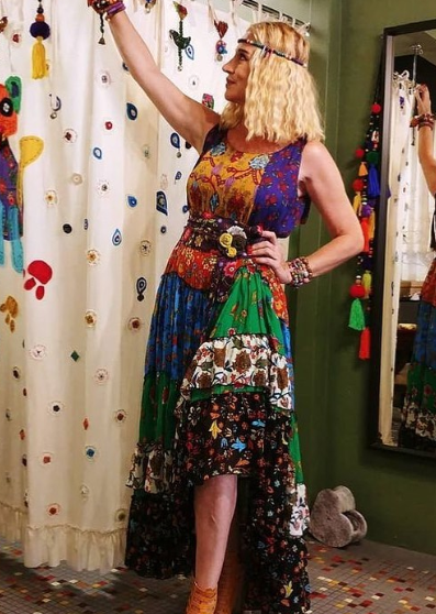 Bohem Gypsy Karmen Elbise - %100 Pamuklu Tülbent Kumaş, Yırtmaçlı Patchwork Tasarım